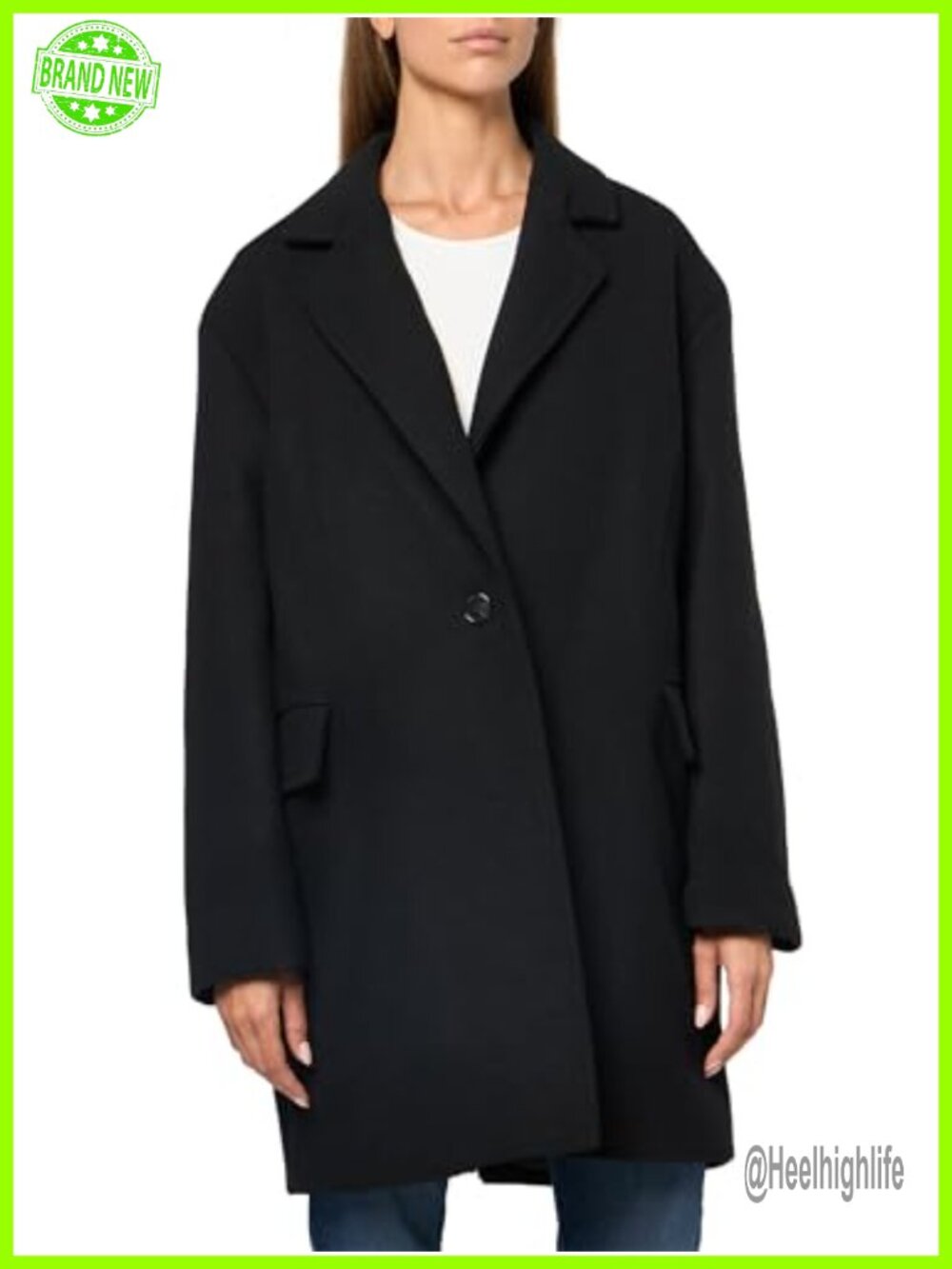 Wool Blend Blazer Coat Business Casual Button Long Sleeve